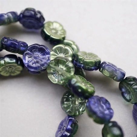 绝版金属撞色蓝绿可爱夏威夷小花朵捷克珠玻璃琉璃 12MM-2