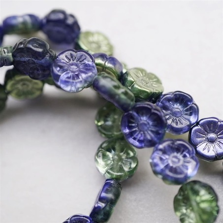 绝版金属撞色蓝绿可爱夏威夷小花朵捷克珠玻璃琉璃 12MM-4