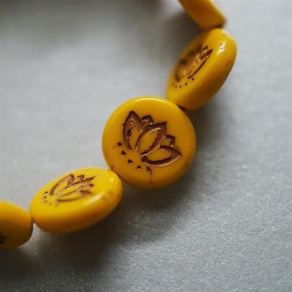 橘色复古描玫瑰金古风莲花扁圆珠捷克珠琉璃玻璃 14MM