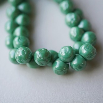 高亮光泽松石绿复古侧孔玫瑰珠捷克珠玻璃琉璃 9MM