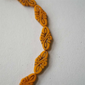 橘色雾面复古边框巴洛克直孔捷克珠玻璃琉璃 19x9mm