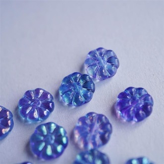 透明幻彩色太阳花扁圆珠捷克珠玻璃琉璃 12MM