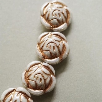 灰色描玫瑰金可爱少女玫瑰捷克珠玻璃琉璃珠 16MM