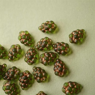 青葡萄古铜金~葡萄吊坠水果捷克珠玻璃琉璃 16x11mm
