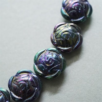 暗黑系火彩可爱少女玫瑰捷克珠玻璃琉璃珠 16MM