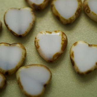 果冻白做旧边框窗式爱心珠捷克玻璃琉璃日本 15MM