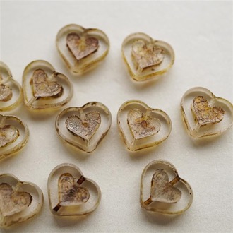 透明做旧~少女爱心捷克珠玻璃琉璃串珠 14X12MM