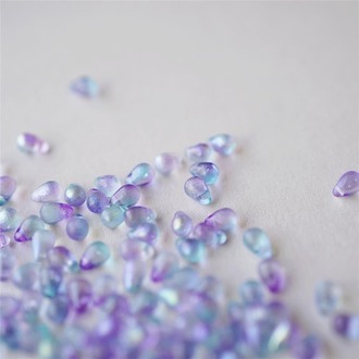 雾面透蓝紫绝美月光彩~迷你水滴捷克珠玻璃琉璃串珠 4x6MM