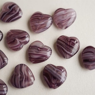 暗紫条纹mix常规复古爱心捷克珠玻璃琉璃 15MM