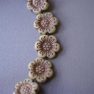 质感卡其色系做旧大号樱花捷克珠玻璃琉璃 18mm