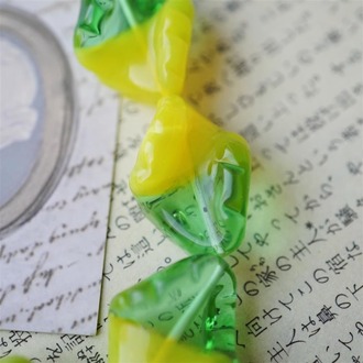 撞色拼接大号扭扭菱形花边日本制古董珠 31X24mm