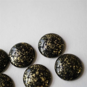 喷金黑色无孔戒面夸张捷克琉璃玻璃贴片 25MM