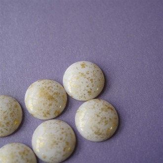 喷金奶白无孔戒面夸张捷克琉璃玻璃贴片 25mm