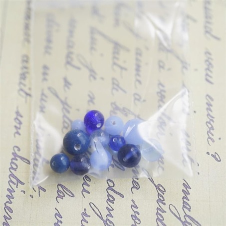 混合蓝色系mix手造小圆珠~日本制手工琉璃玻璃珠樱桃牌古董珠-4