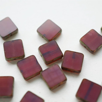 深蛋白粉mix~做旧边框方块方形捷克珠玻璃琉璃珠 13MM