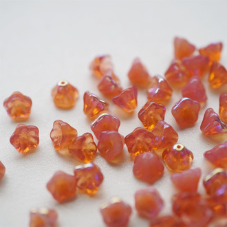 落日橘粉mix幻彩色~落日橘捷克珠玻璃珠琉璃小花喇叭花 8X6MM