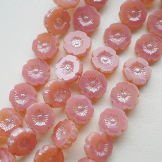 奶乖樱花浅粉停产无补色~夏威夷小花常规花珠捷克珠玻璃琉璃珠 12MM