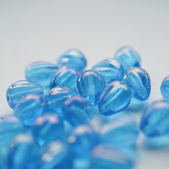 透蓝色幻彩~梨瓜水滴南瓜珠玻璃琉璃捷克珠 11X9MM