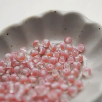 透明夹心粉~迷你小圆珠捷克珠玻璃琉璃珠 4MM