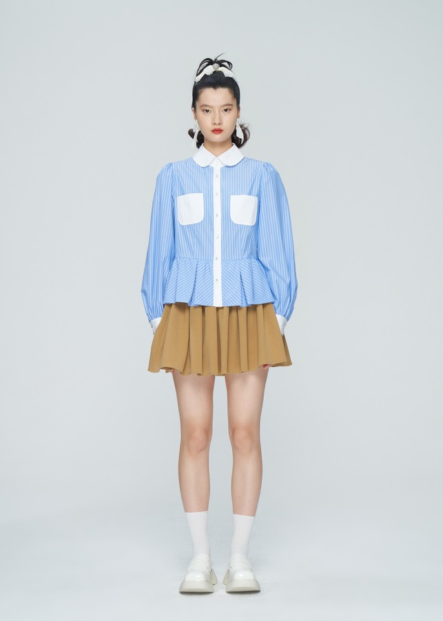 松紧腰迷你伞裙