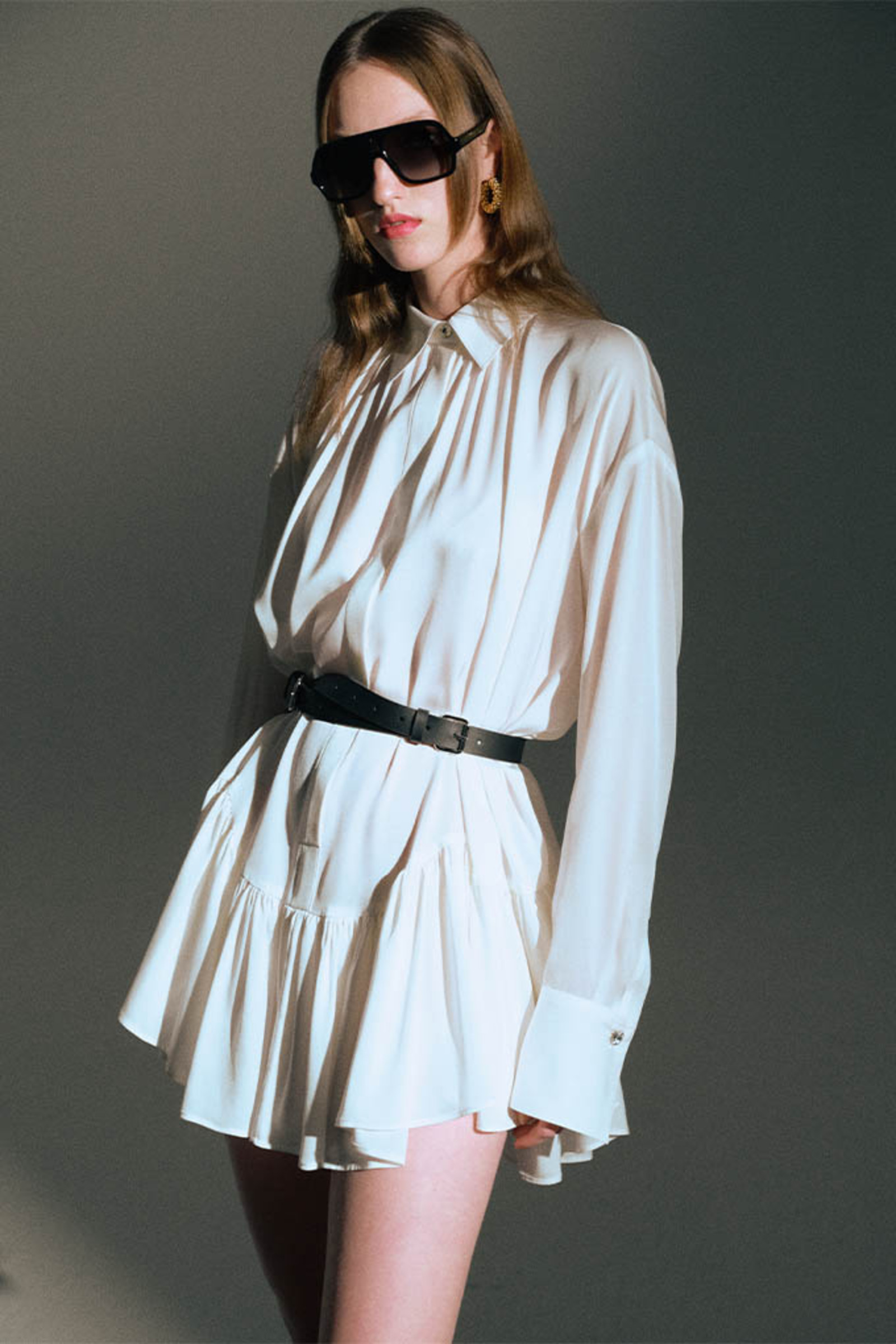 真丝荷叶边连衣裙-2