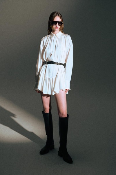 真丝荷叶边连衣裙