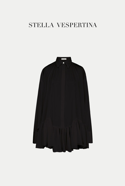 真丝荷叶边连衣裙