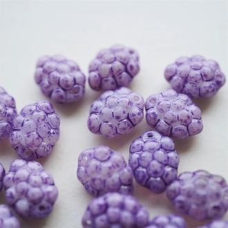 水彩紫斑油画感~葡萄吊坠水果捷克珠玻璃琉璃 14X10MM