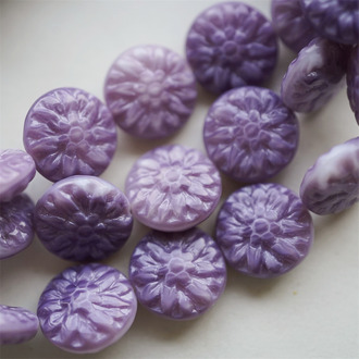 超绝紫色渐变~大丽花扁圆捷克珠玻璃琉璃 15MM