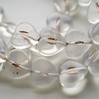 透明色描玫瑰金~爱心桃心点捷克珠玻璃琉璃珠 14MM