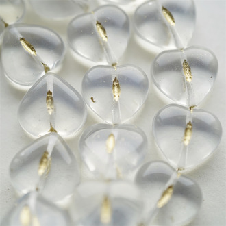 透明色描金~爱心桃心点捷克珠玻璃琉璃珠 14MM