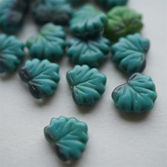 mix渐变深蓝绿~树叶捷克珠玻璃琉璃珠 11X13MM