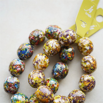 异形椭圆绝美配色大号~油画染高级配色日本采购高品质配件树脂 17X19MM