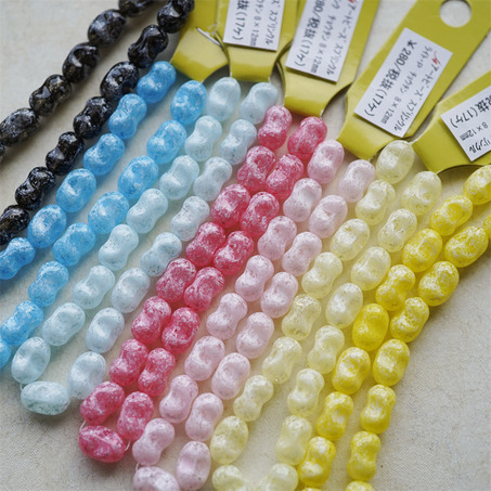 异形椭圆小扁豆形~糖霜配色彩色日本进口高品质配件树脂珠 8X12MM-1