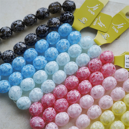 异形椭圆糖果感~糖霜配色彩色日本进口高品质配件树脂珠 13X15MM-2