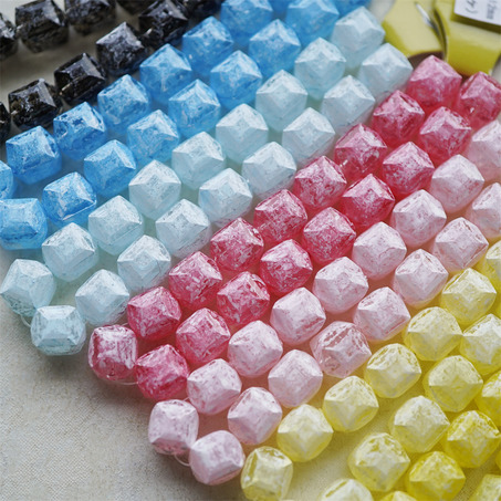 多面立体方糖珠珠~糖霜配色彩色日本进口高品质配件树脂珠 8X12MM