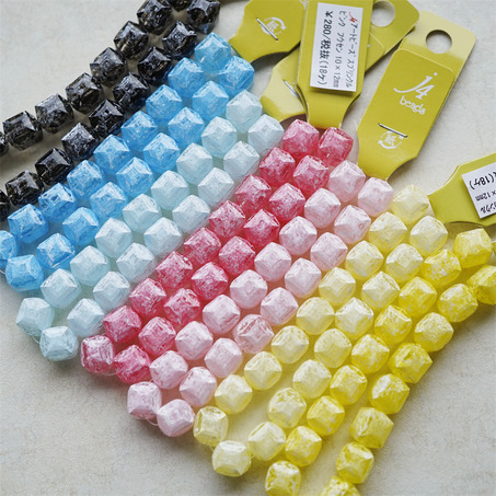 多面立体方糖珠珠~糖霜配色彩色日本进口高品质配件树脂珠 8X12MM-7
