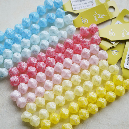 立体菱形多面珠~糖霜配色彩色日本进口高品质配件树脂珠 11X12MM-1