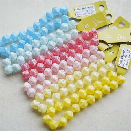 立体菱形多面珠~糖霜配色彩色日本进口高品质配件树脂珠 11X12MM-4