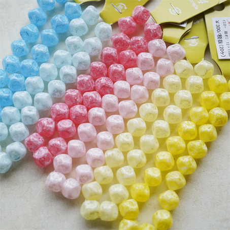 立体菱形多面珠~糖霜配色彩色日本进口高品质配件树脂珠 11X12MM-3