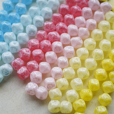 立体菱形多面珠~糖霜配色彩色日本进口高品质配件树脂珠 11X12MM