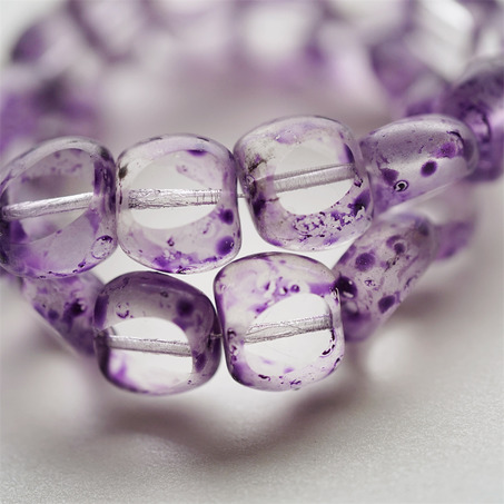 紫色斑驳染色边超透~异形捷克珠玻璃琉璃珠扁珠 13X15MM