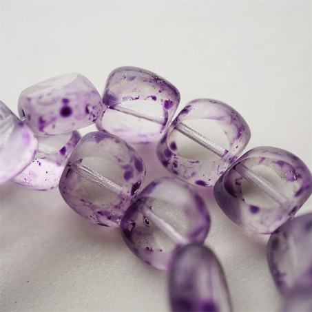 紫色斑驳染色边超透~异形捷克珠玻璃琉璃珠扁珠 13X15MM-5
