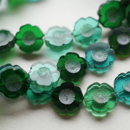翠绿色透感滤镜调mix~捷克珠夏威夷小花花花朵琉璃珠玻璃珠DIY串珠材料 14MM-3