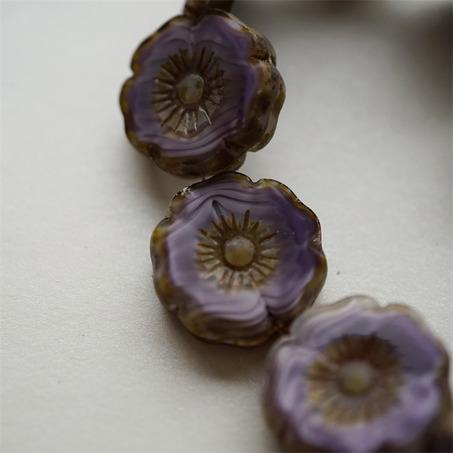 紫色做旧边框~夸张常规夏威夷花朵高定款分量感捷克珠玻璃琉璃珠 22MM-3