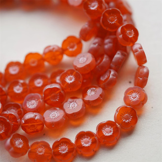 透深橘色精致感~可爱常规夏威夷花朵捷克珠玻璃琉璃珠花花 8MM