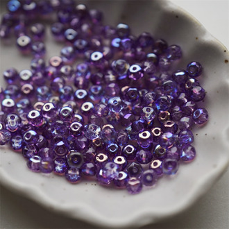 迷幻紫幻彩~切面迷你捷克珠玻璃琉璃珠 2.5X4MM