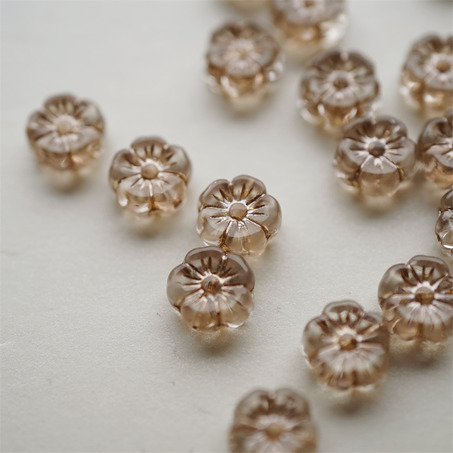 高级感透明复古玫瑰金~可爱常规夏威夷花朵捷克珠玻璃琉璃珠花花 10MM-2