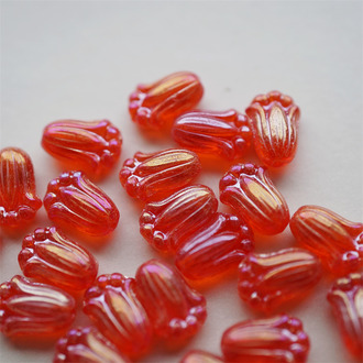 宝石红幻彩色~百搭绝美郁金香捷克珠玻璃琉璃珠 12X8MM