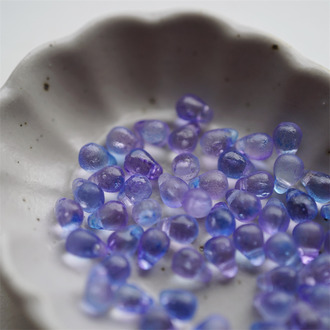 蚀刻透蓝紫mix~迷你水滴珠捷克珠玻璃琉璃珠 4X6MM